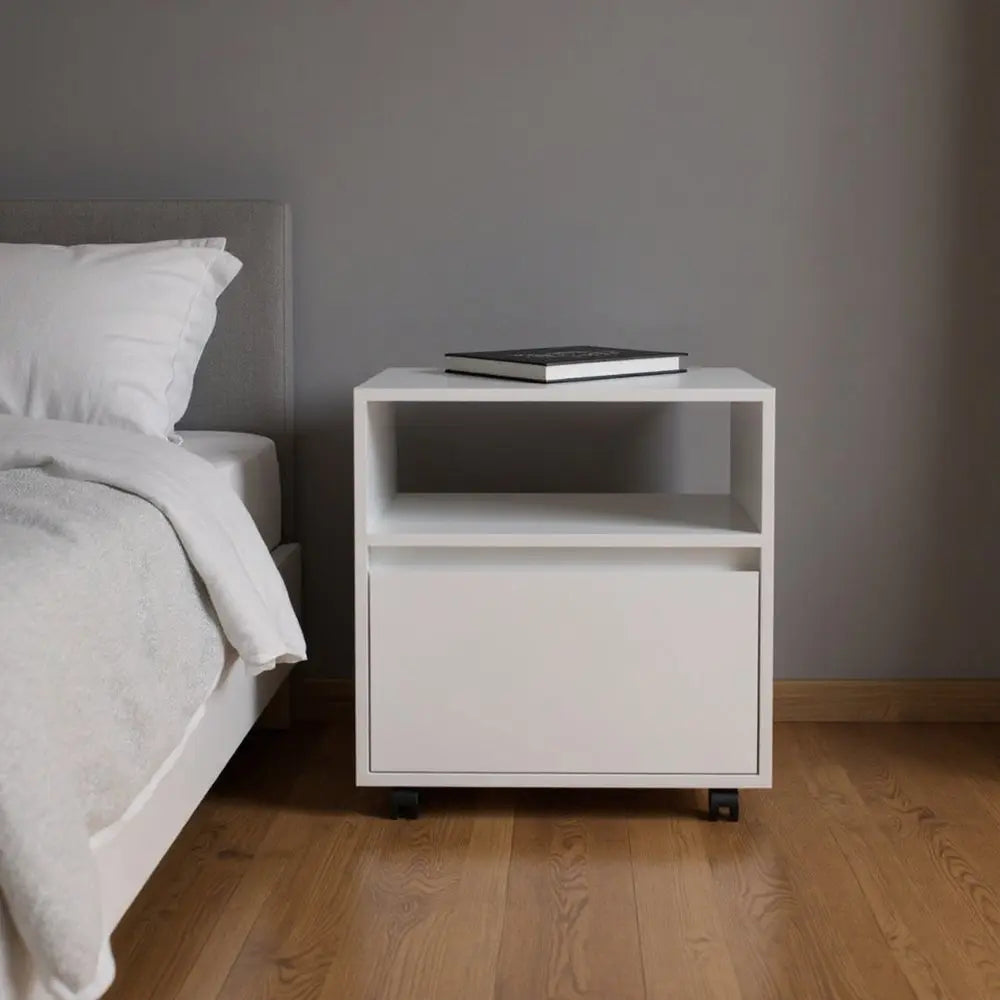 20" White Wood One Drawer Nightstand HomeRoots