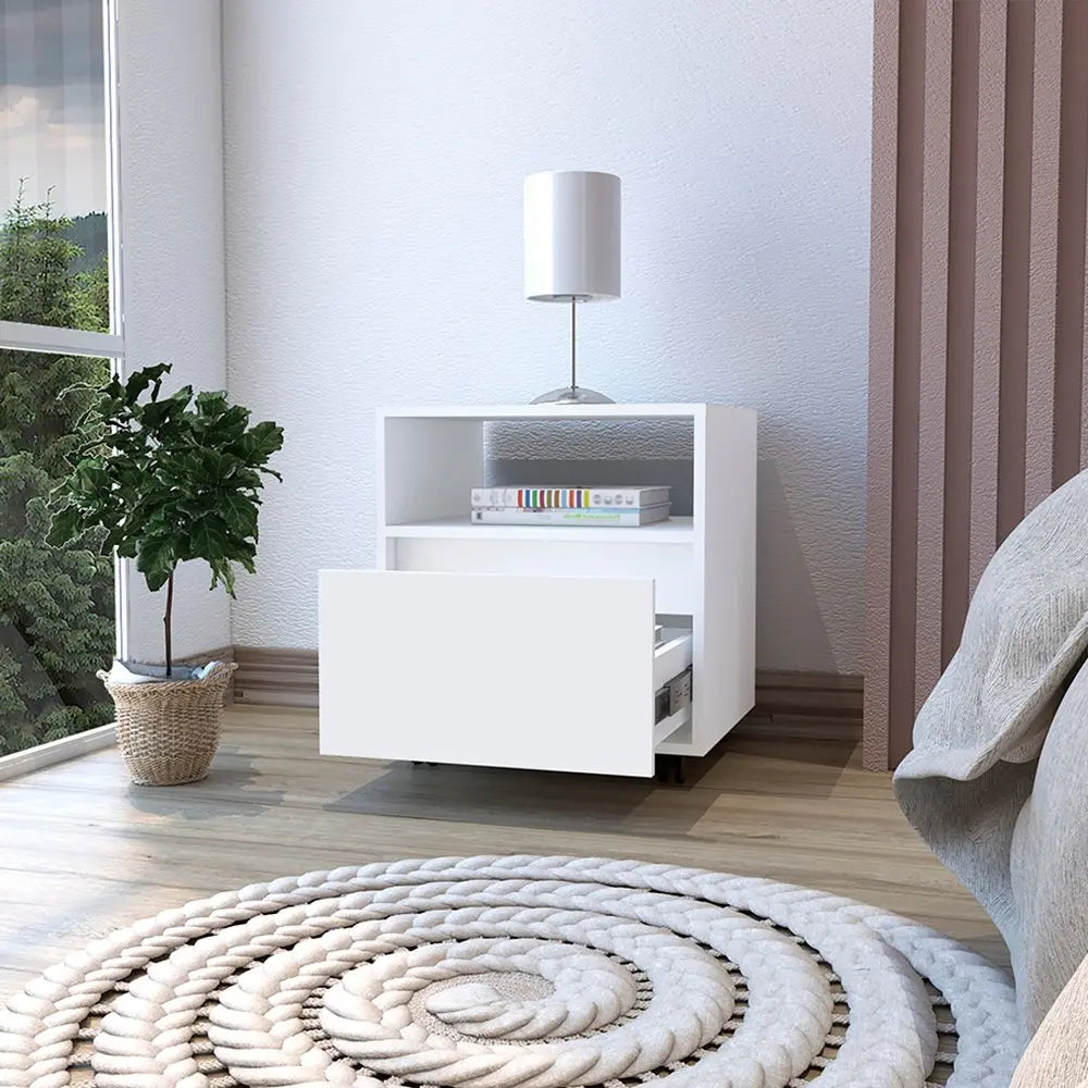 20" White Wood One Drawer Nightstand HomeRoots