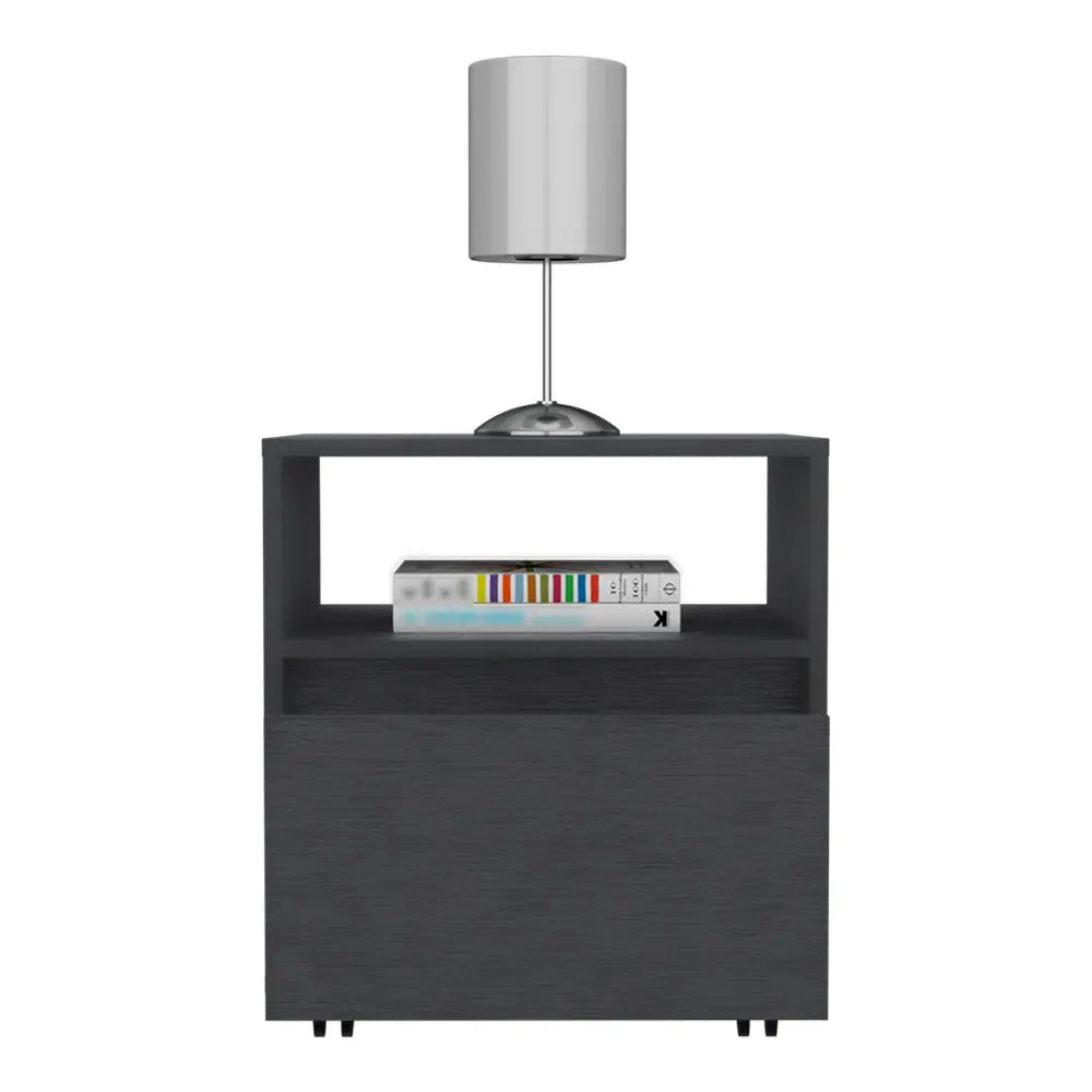 20" Black Wood One Drawer Nightstand HomeRoots