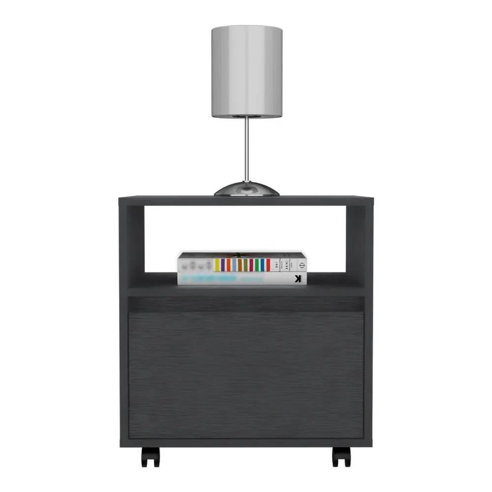 20" Black Wood One Drawer Nightstand HomeRoots