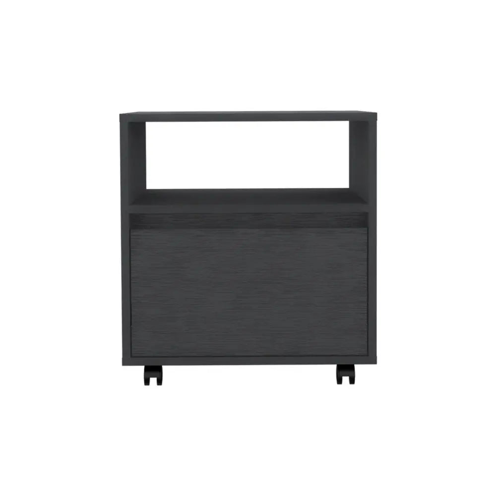 20" Black Wood One Drawer Nightstand HomeRoots