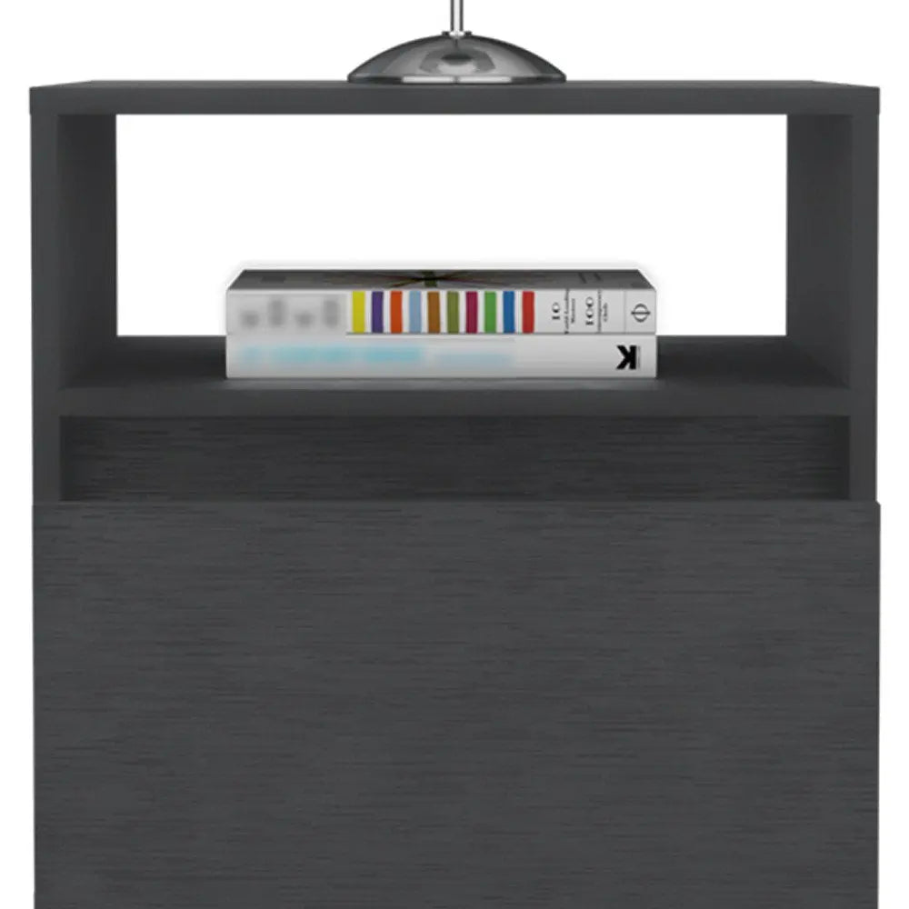 20" Black Wood One Drawer Nightstand HomeRoots