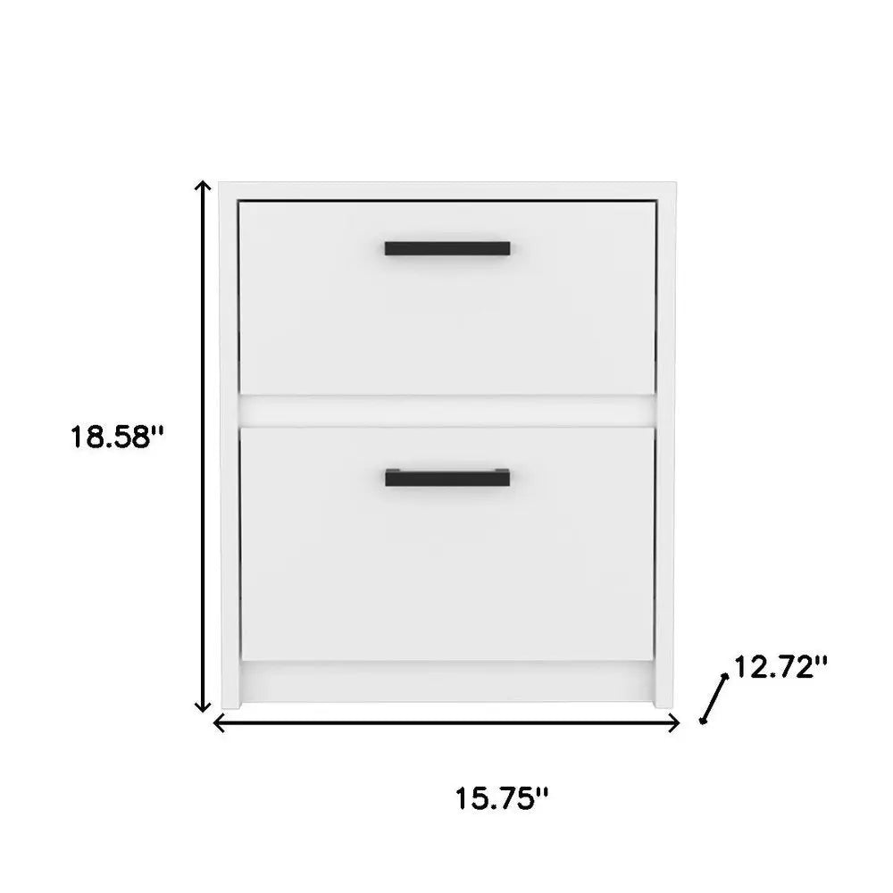 19" White Wood Two Drawer Nightstand HomeRoots