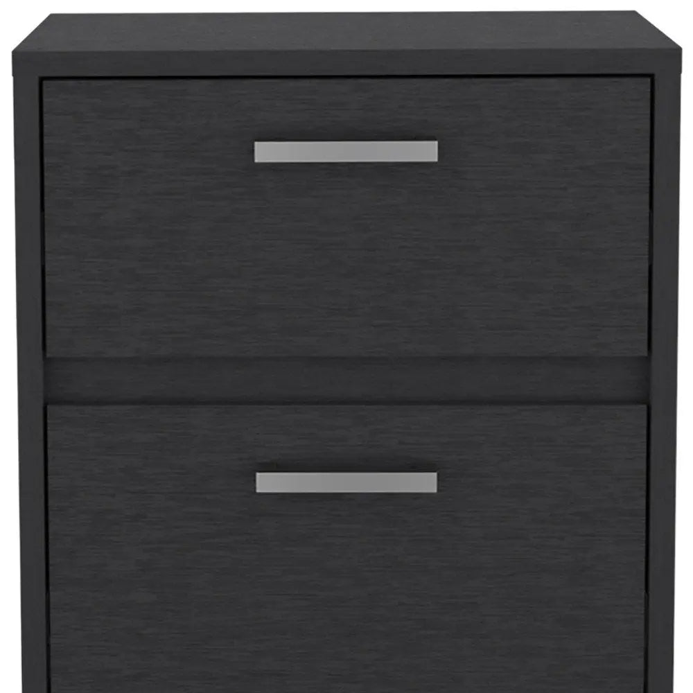 19" Black Wood Two Drawer Nightstand HomeRoots