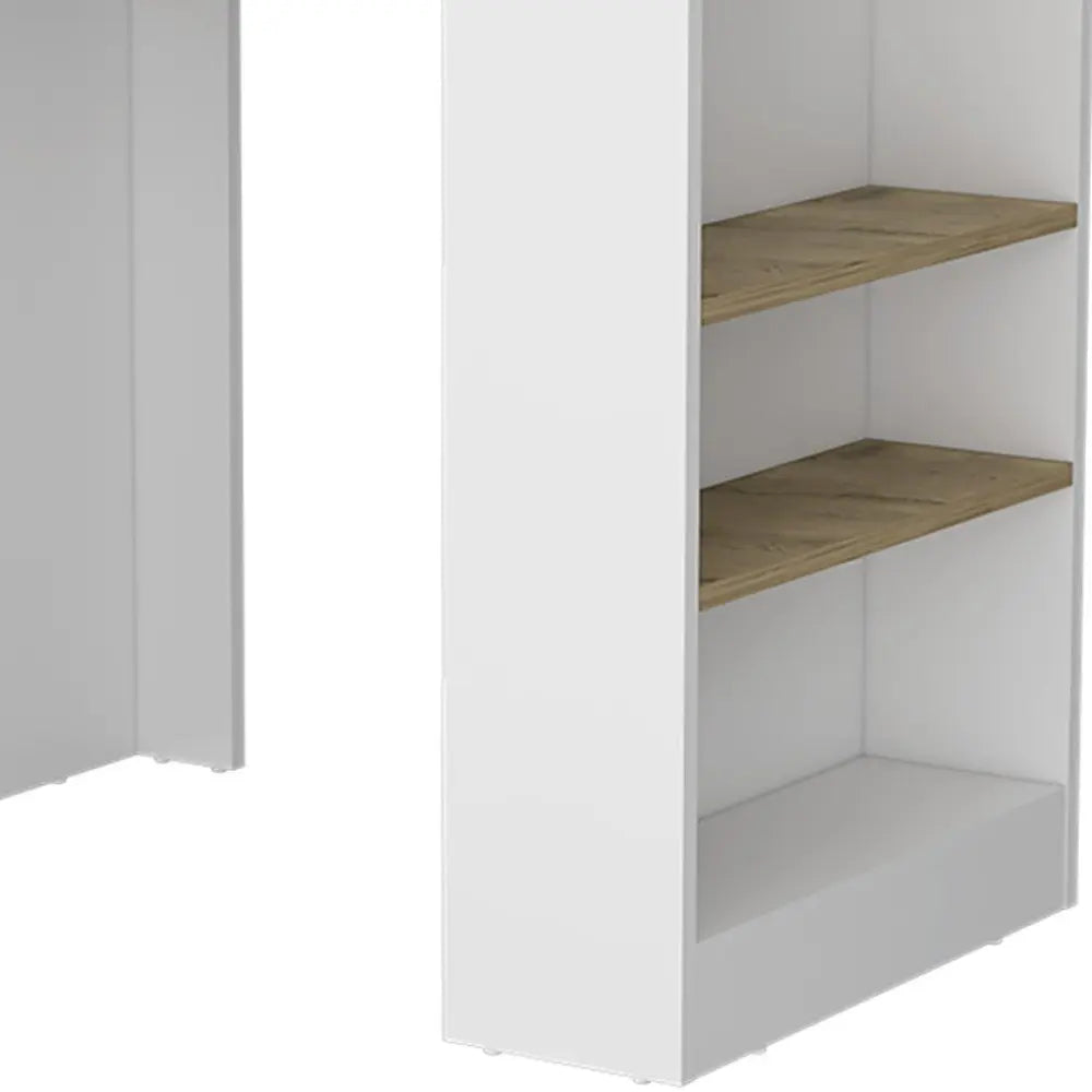 36" Oak and White Wood Kitchen Island With Storage HomeRoots