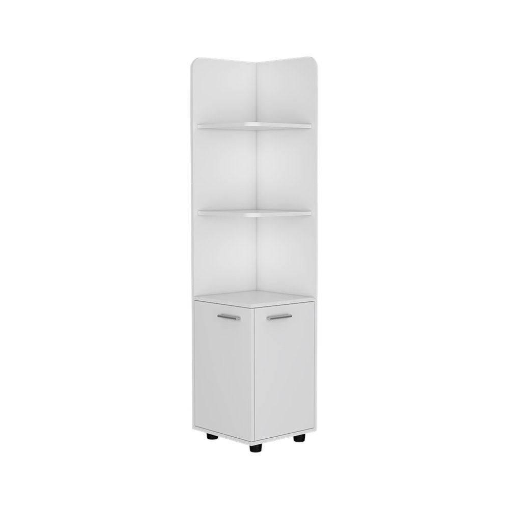Gabinete esquinero de madera blanca de 62" con dos puertas