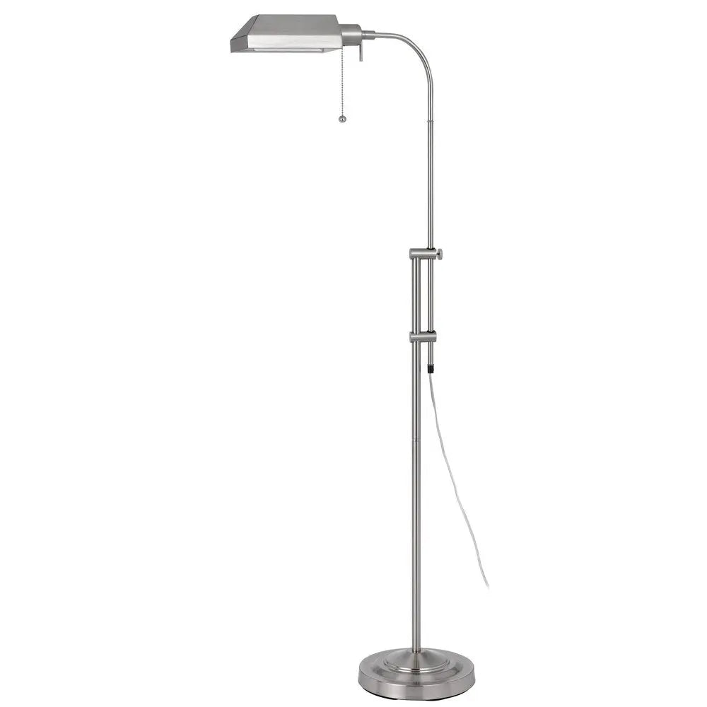 57" Nickel Adjustable Traditional Shaped Floor Lamp With Nickel Square Shade HomeRoots