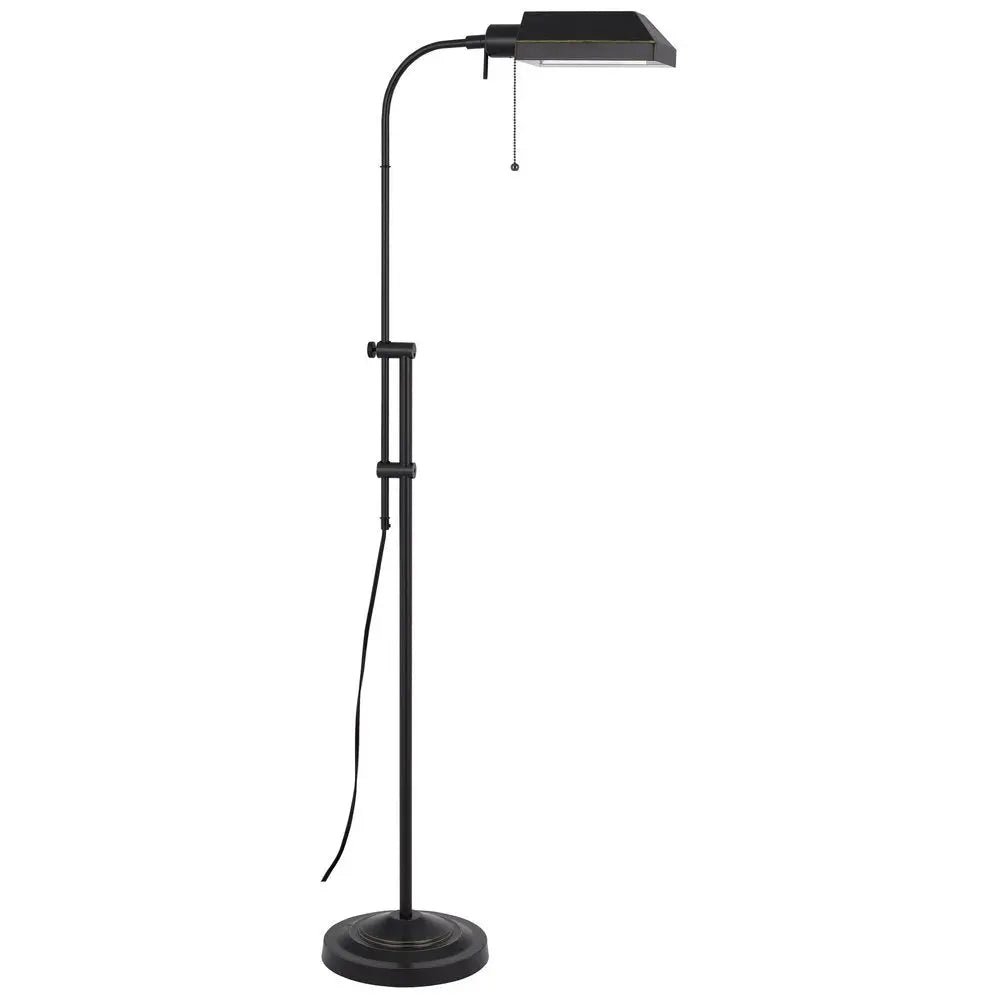 57" Bronze Metal Adjustable Floor Lamp With Bronze Metal Square Shade HomeRoots