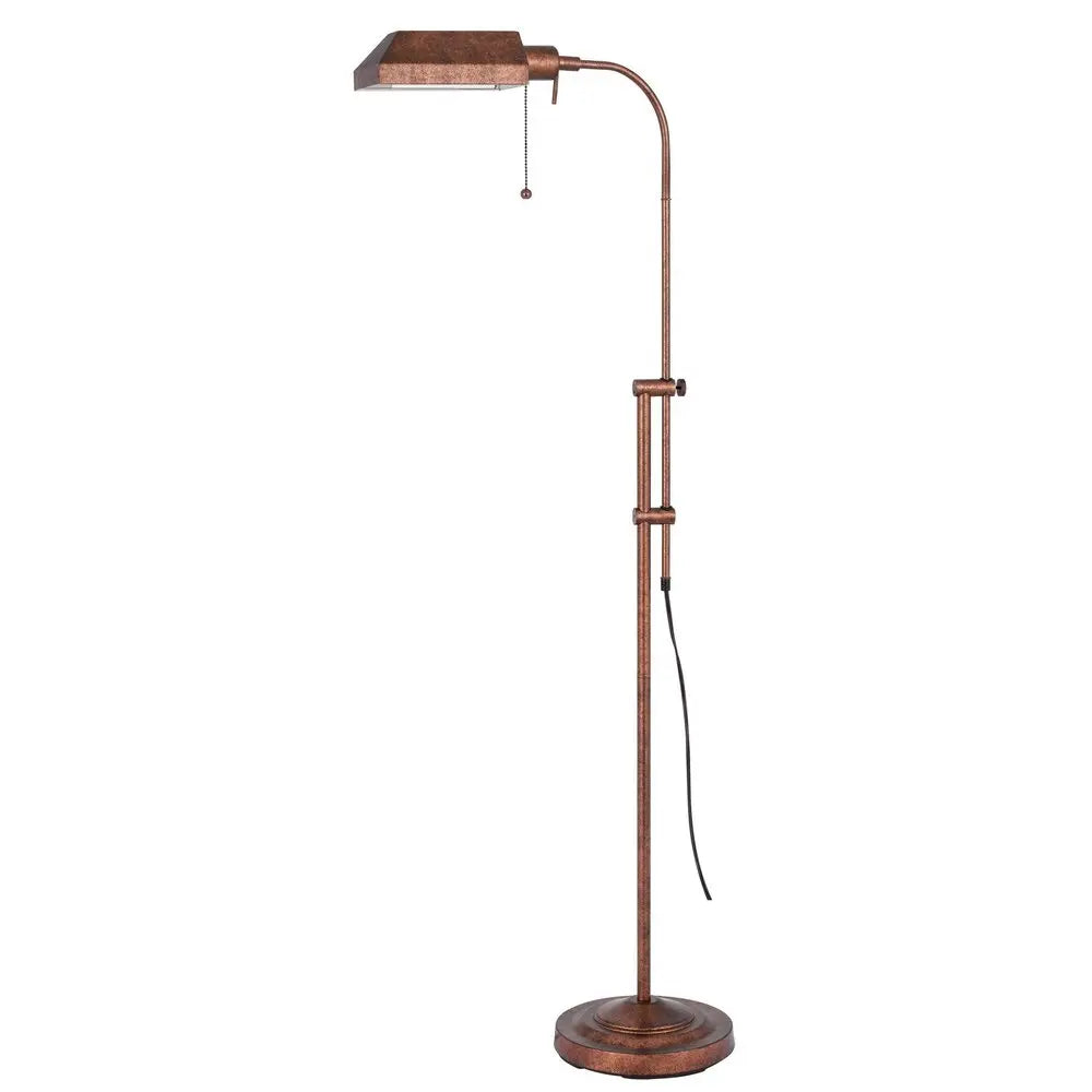57" Rusted Adjustable Traditional Shaped Floor Lamp With Rust Square Shade HomeRoots