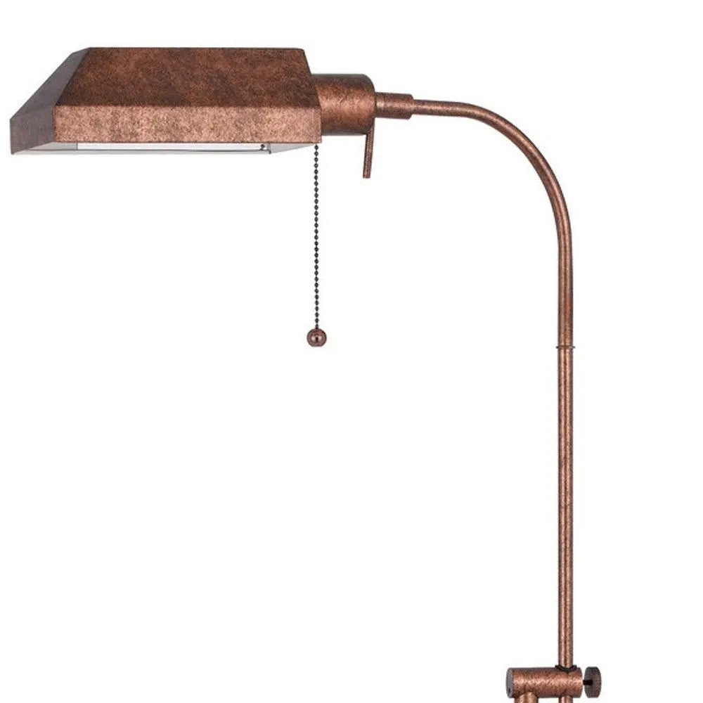 57" Rusted Adjustable Traditional Shaped Floor Lamp With Rust Square Shade HomeRoots