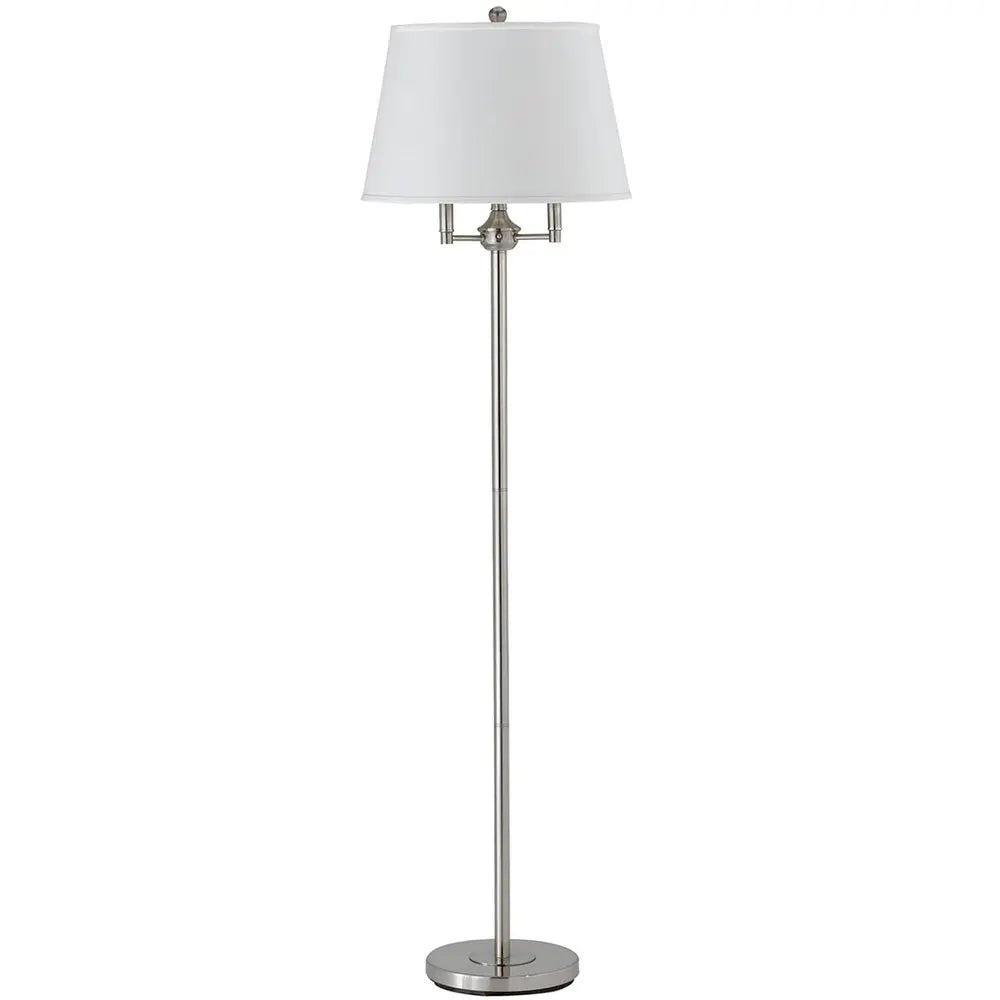 62" Nickel Four Light Traditional Shaped Floor Lamp With White Square Shade HomeRoots