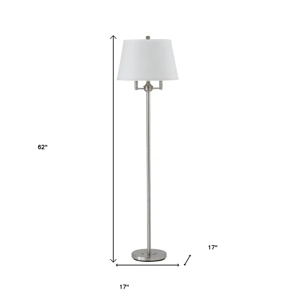 62" Nickel Four Light Traditional Shaped Floor Lamp With White Square Shade HomeRoots