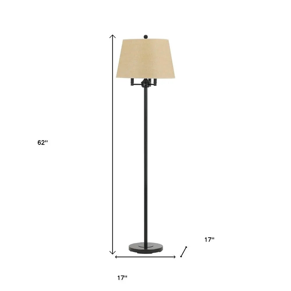 62" Bronze Four Light Floor Lamp With Beige Fabric Square Shade HomeRoots