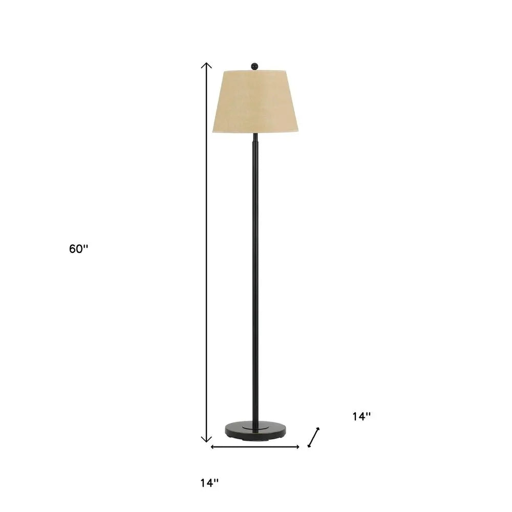 60" Bronze Traditional Shaped Floor Lamp With Tan Square Shade HomeRoots