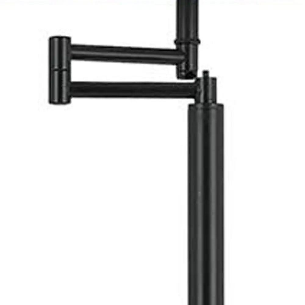 60" Bronze Swing Arm Floor Lamp With White Square Shade HomeRoots