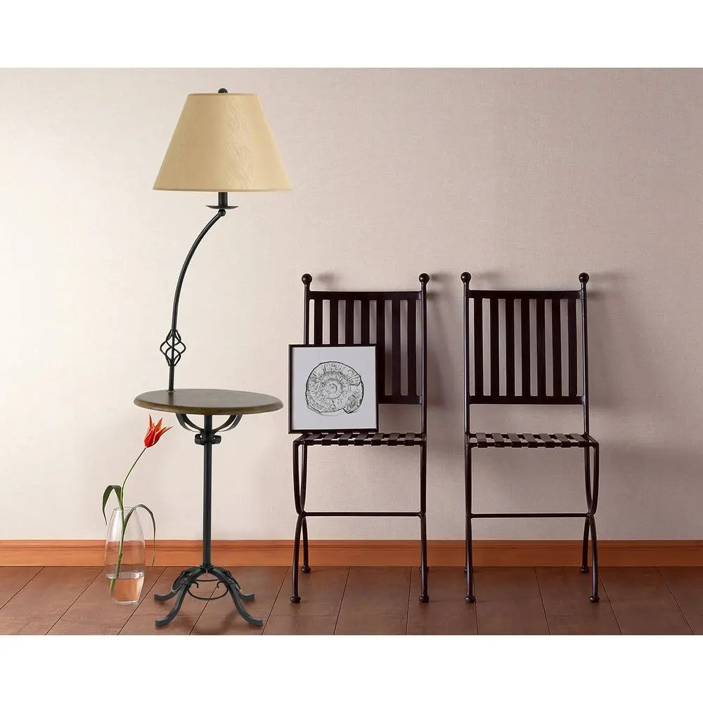 62" Black Tray Table Floor Lamp With Brown Empire Shade HomeRoots