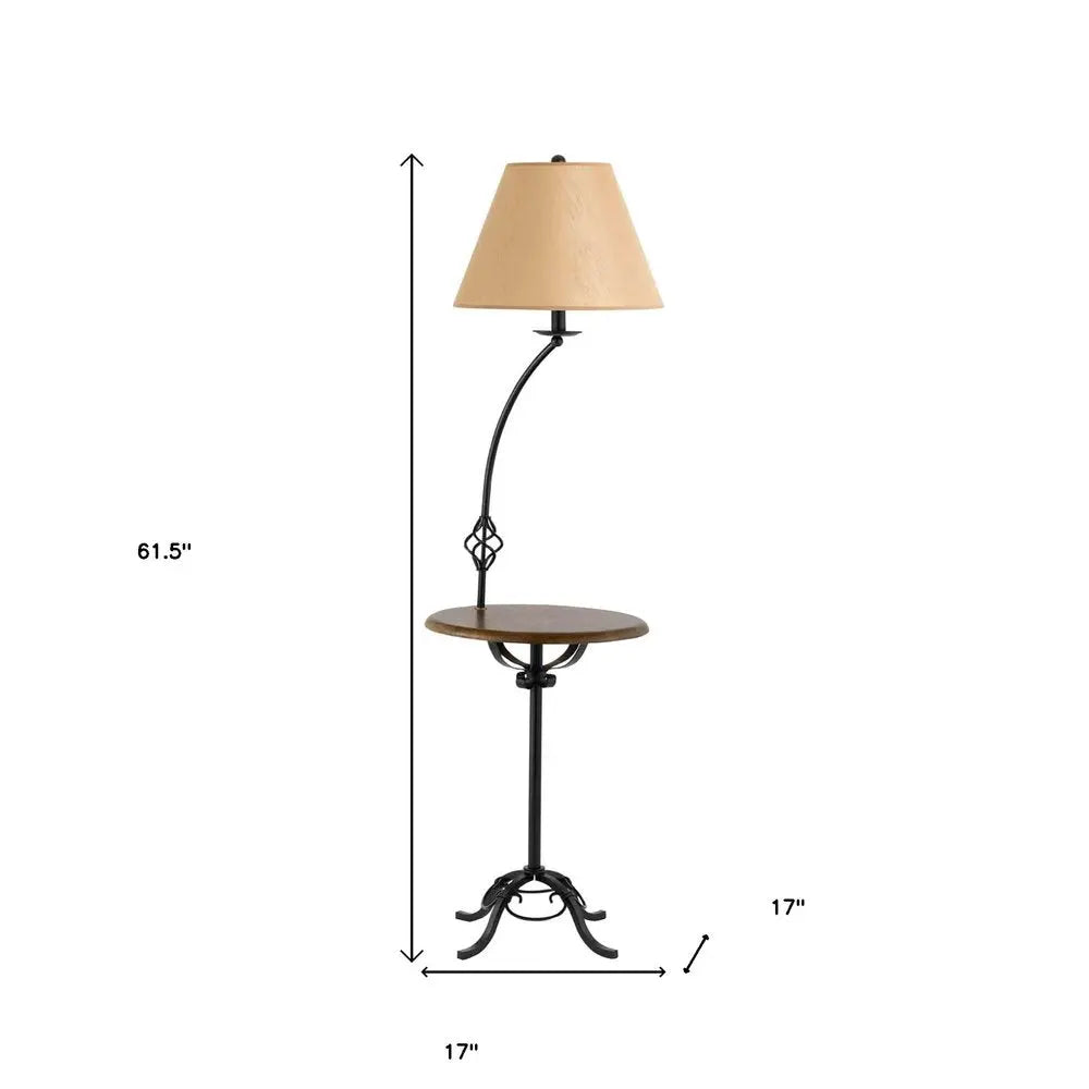 62" Black Tray Table Floor Lamp With Brown Empire Shade HomeRoots