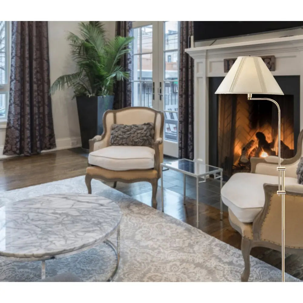 68" Bronze Adjustable Traditional Shaped Floor Lamp With Beige Empire Shade HomeRoots