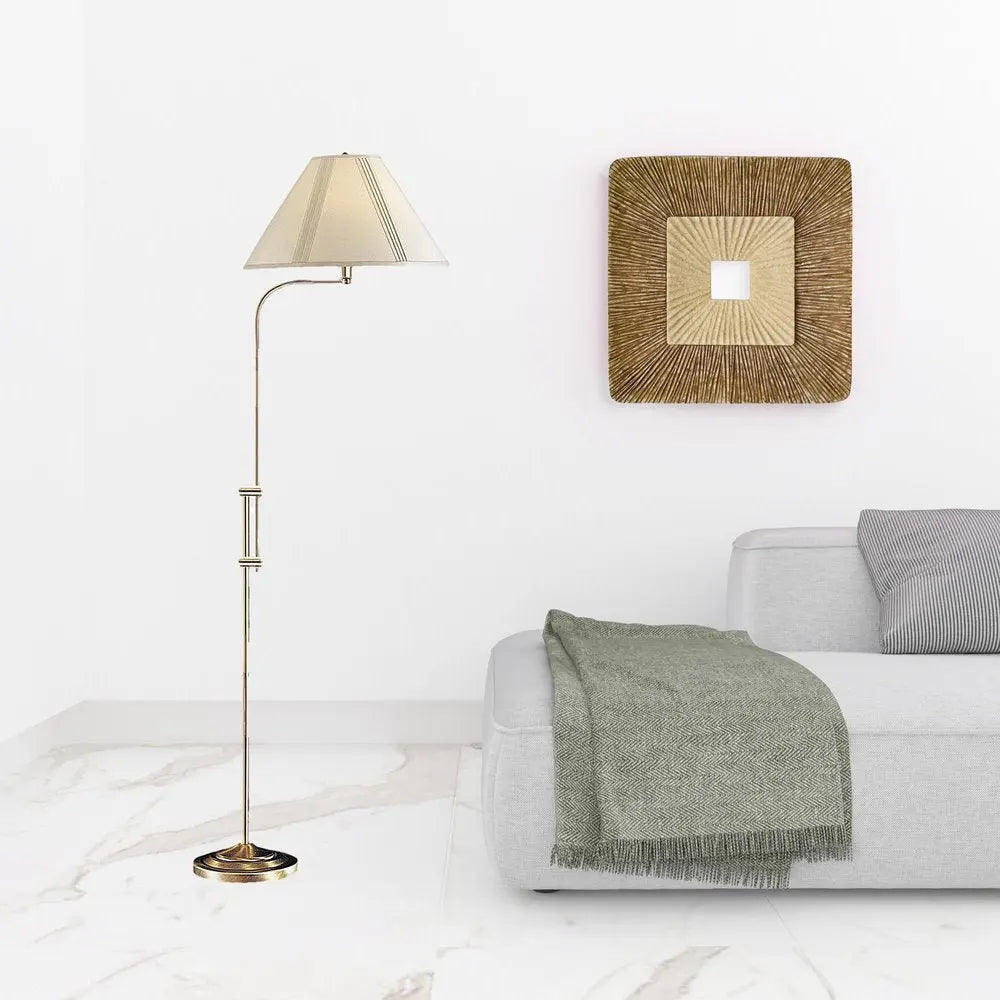68" Bronze Adjustable Traditional Shaped Floor Lamp With Beige Empire Shade HomeRoots