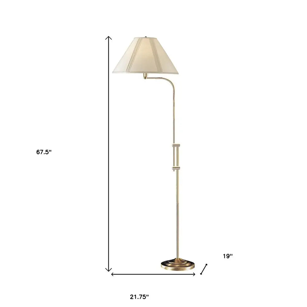 68" Bronze Adjustable Traditional Shaped Floor Lamp With Beige Empire Shade HomeRoots