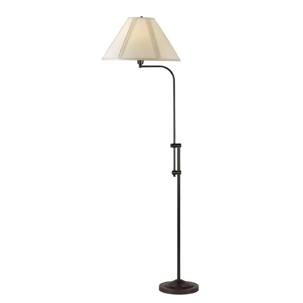 68" Bronze Adjustable Traditional Shaped Floor Lamp With Beige Empire Shade HomeRoots