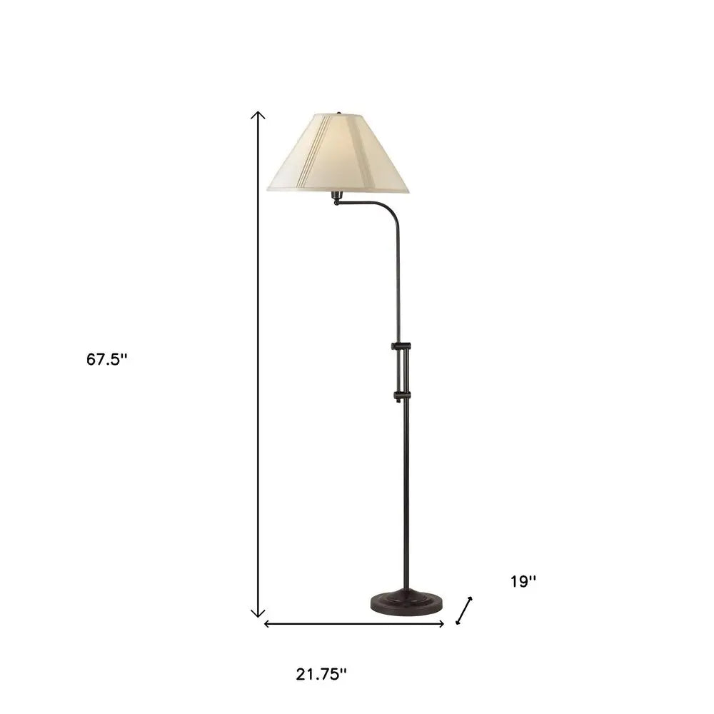68" Bronze Adjustable Traditional Shaped Floor Lamp With Beige Empire Shade HomeRoots