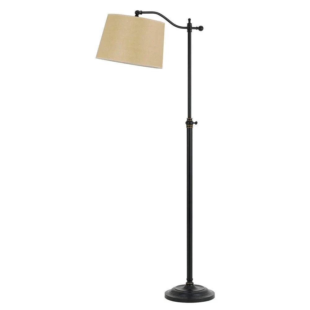 63" Bronze Metal Adjustable Floor Lamp With Tan Paper Square Shade HomeRoots