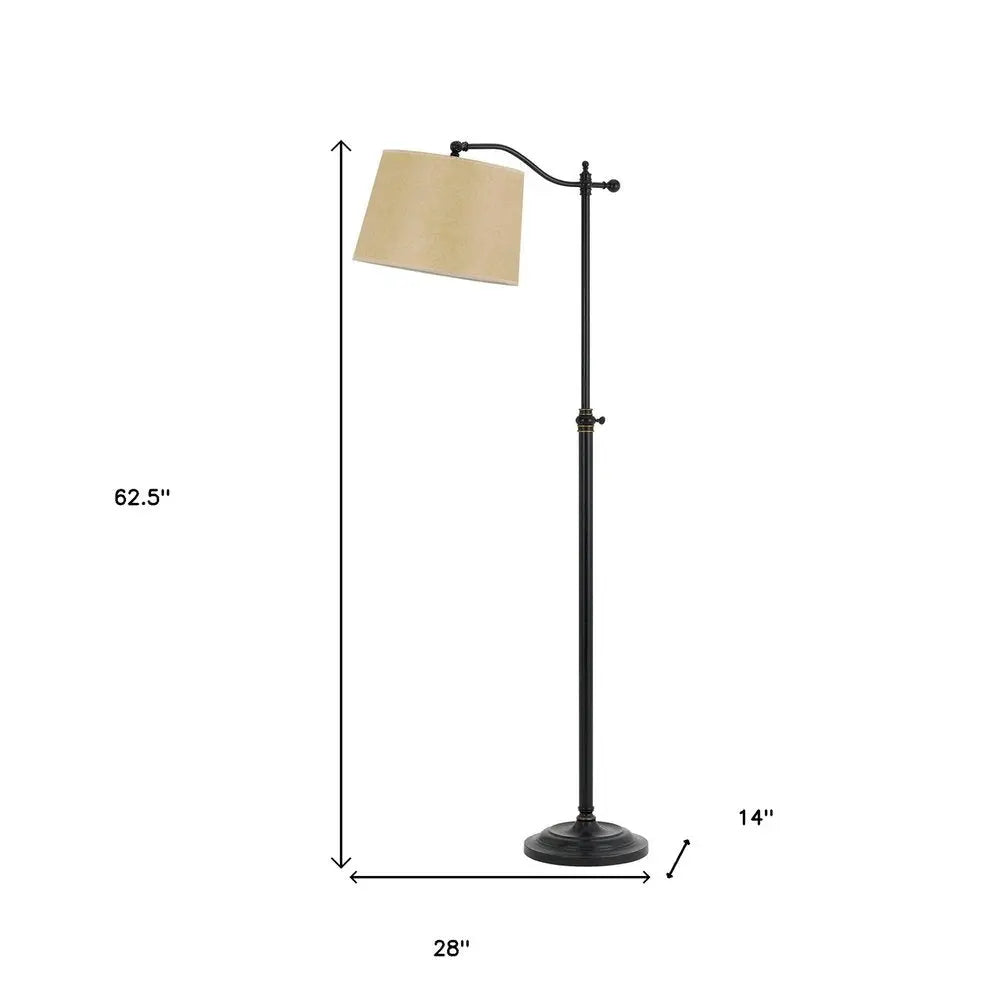 63" Bronze Metal Adjustable Floor Lamp With Tan Paper Square Shade HomeRoots