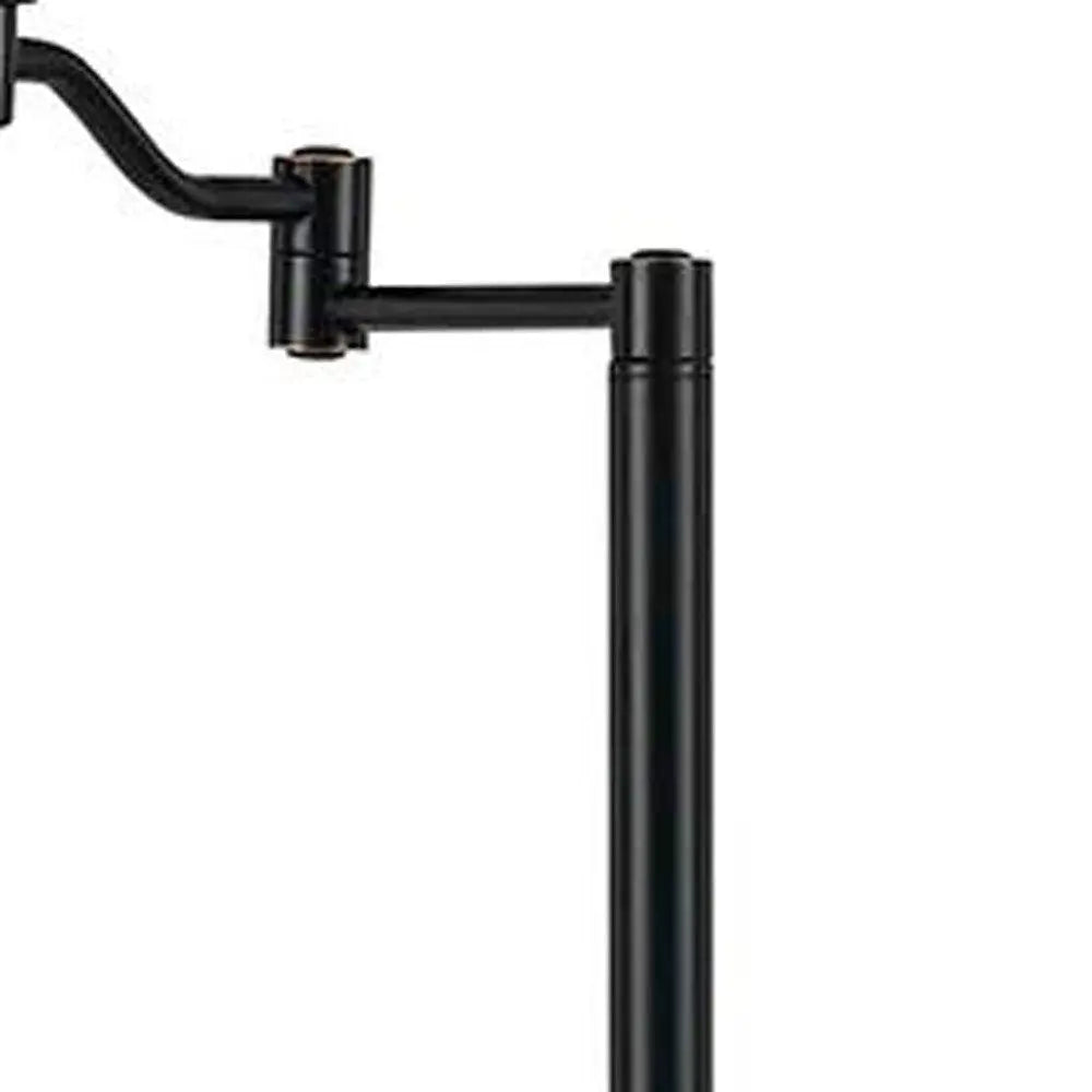 60" Bronze Swing Arm Floor Lamp With Beige Fabric Empire Shade HomeRoots