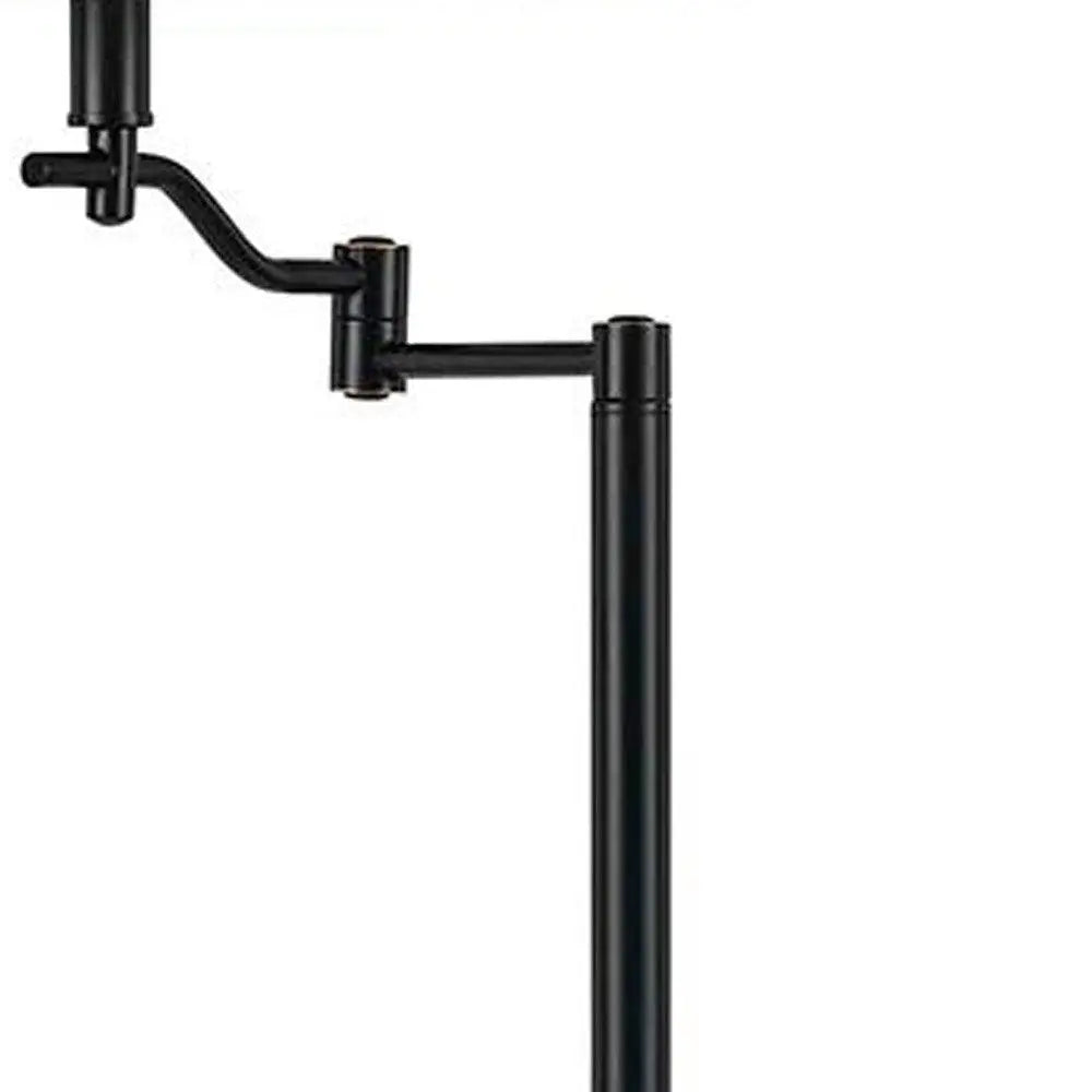 60" Bronze Swing Arm Floor Lamp With Beige Fabric Empire Shade HomeRoots