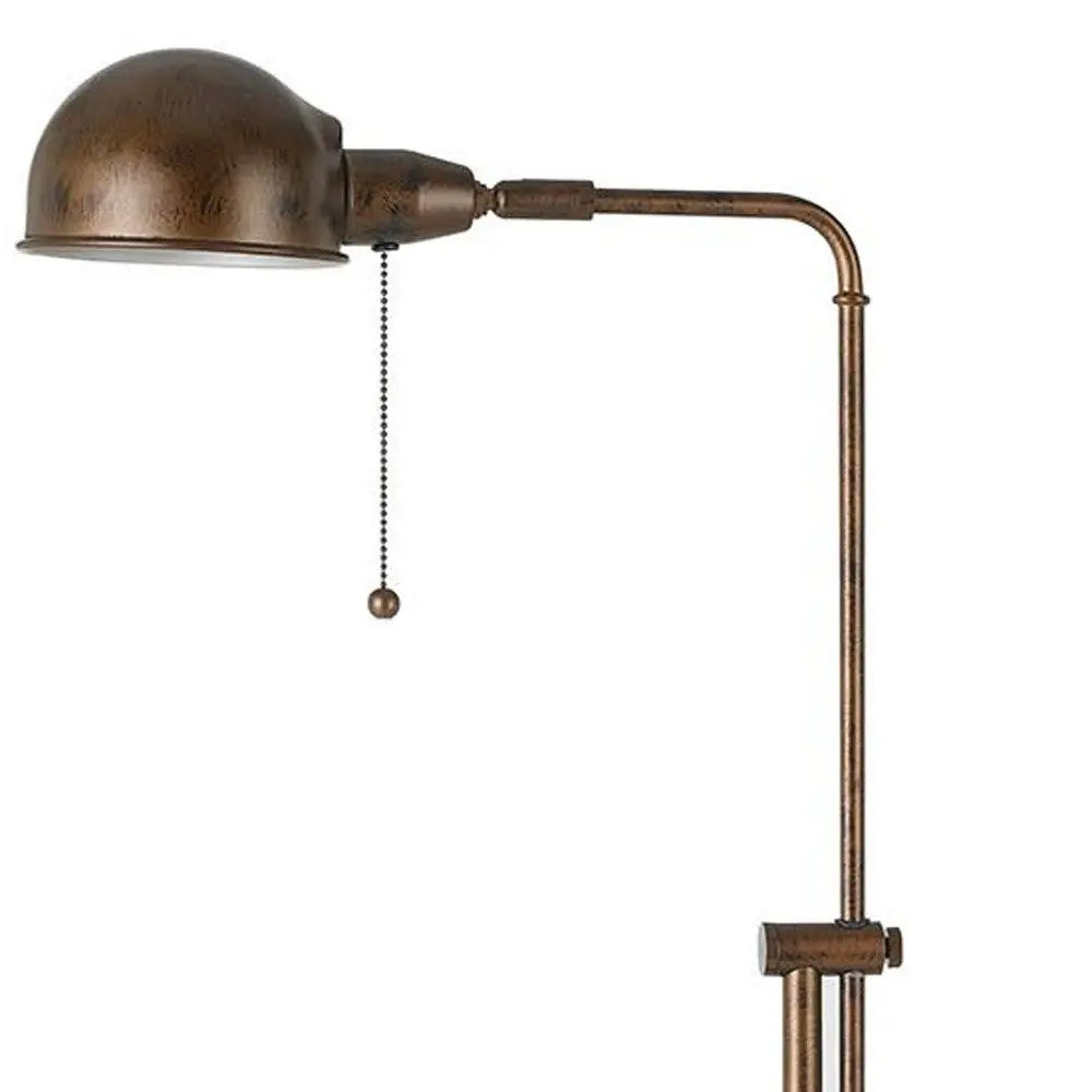 58" Rust Metal Adjustable Swing Arm Floor Lamp With Rust Metal Dome Shade HomeRoots