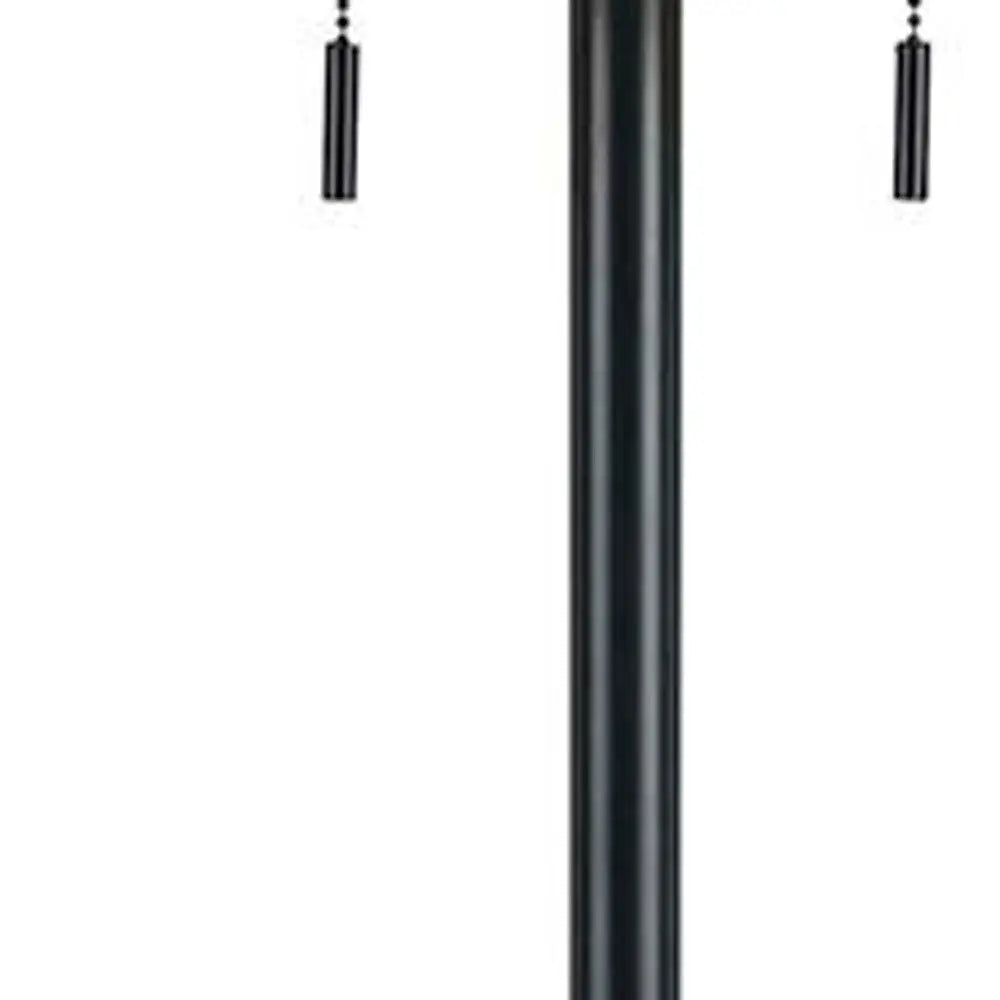 59" Bronze Two Light Traditional Shaped Floor Lamp With Brown Rectangular Shade HomeRoots