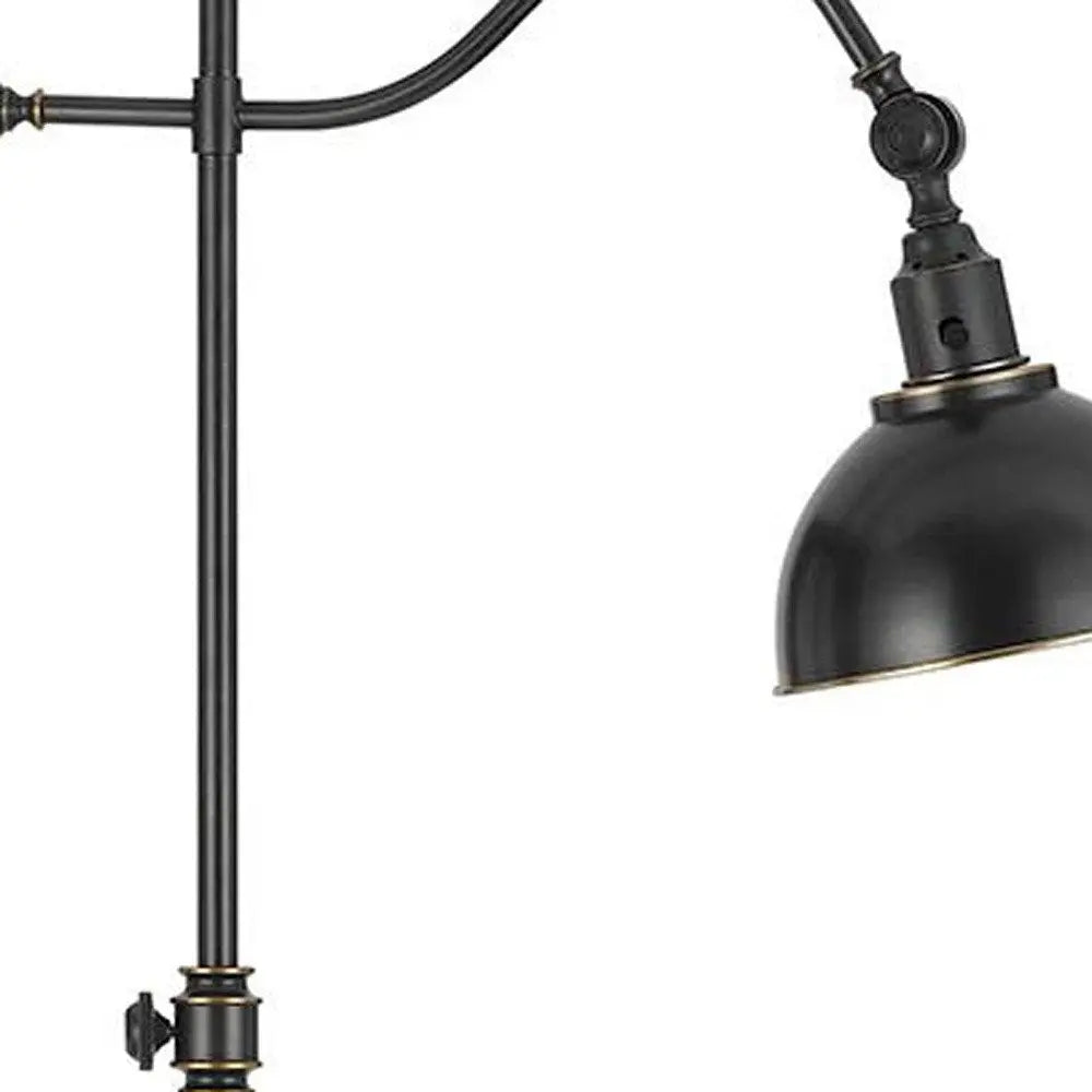 60" Bronze Adjustable Traditional Shaped Floor Lamp With Black Dome Shade HomeRoots