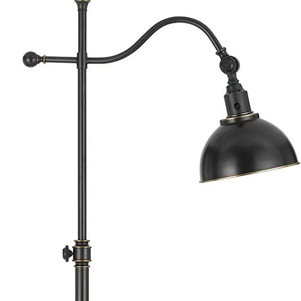 60" Bronze Adjustable Traditional Shaped Floor Lamp With Black Dome Shade HomeRoots