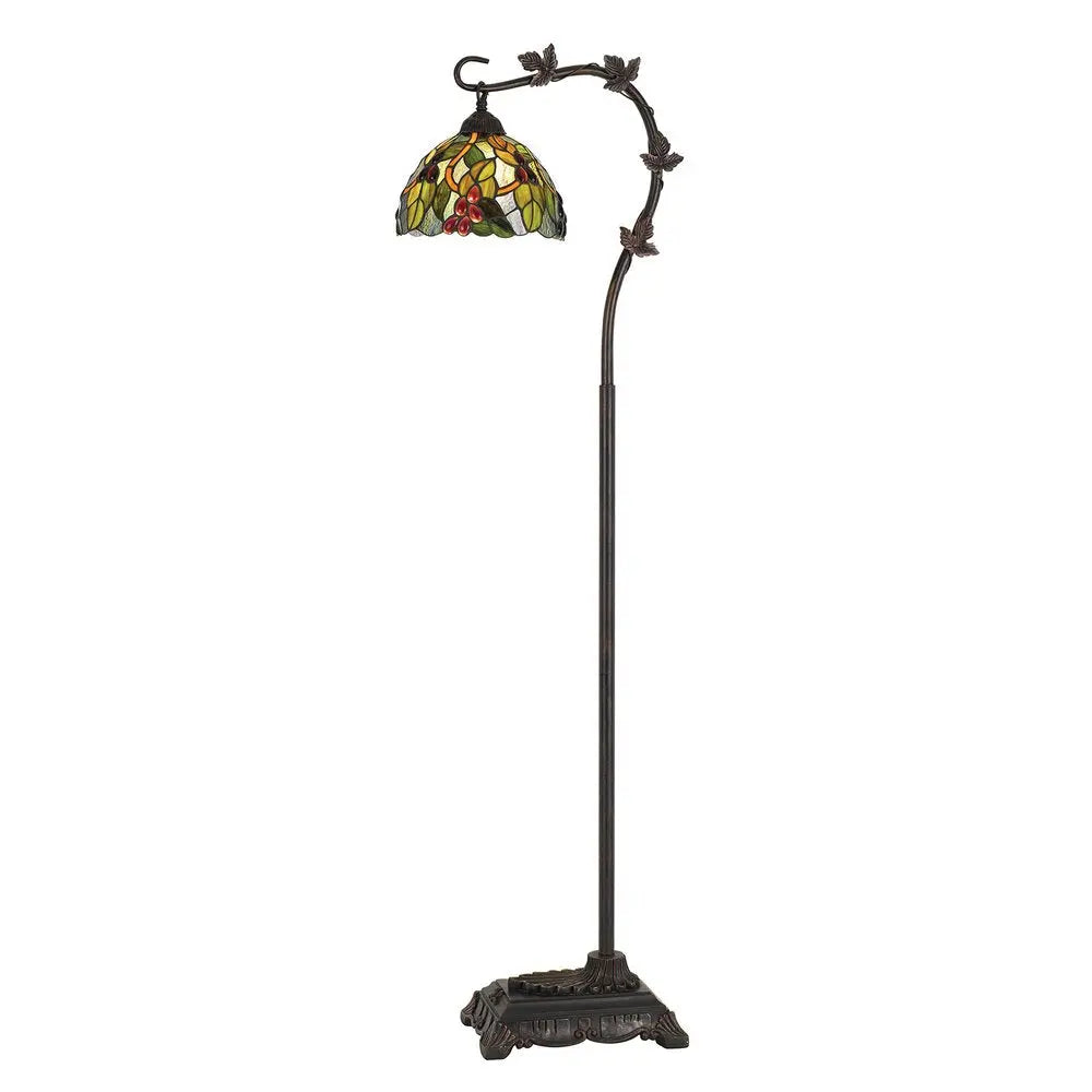 61" Bronze Floor Lamp With Green And Yellow Glass Dome Shade HomeRoots