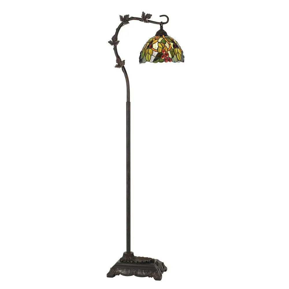 61" Bronze Floor Lamp With Green And Yellow Glass Dome Shade HomeRoots