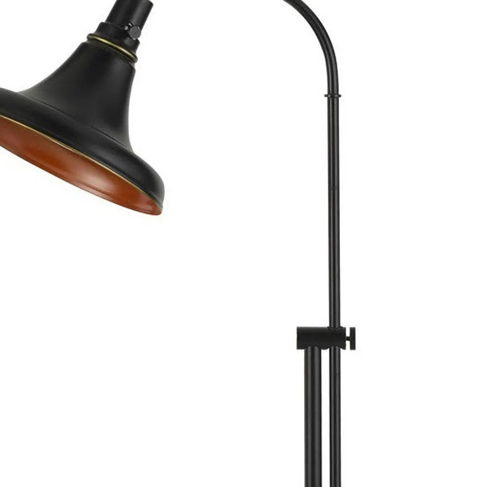 58" Bronze Metal Adjustable Floor Lamp With Bronze Metal Dome Shade HomeRoots