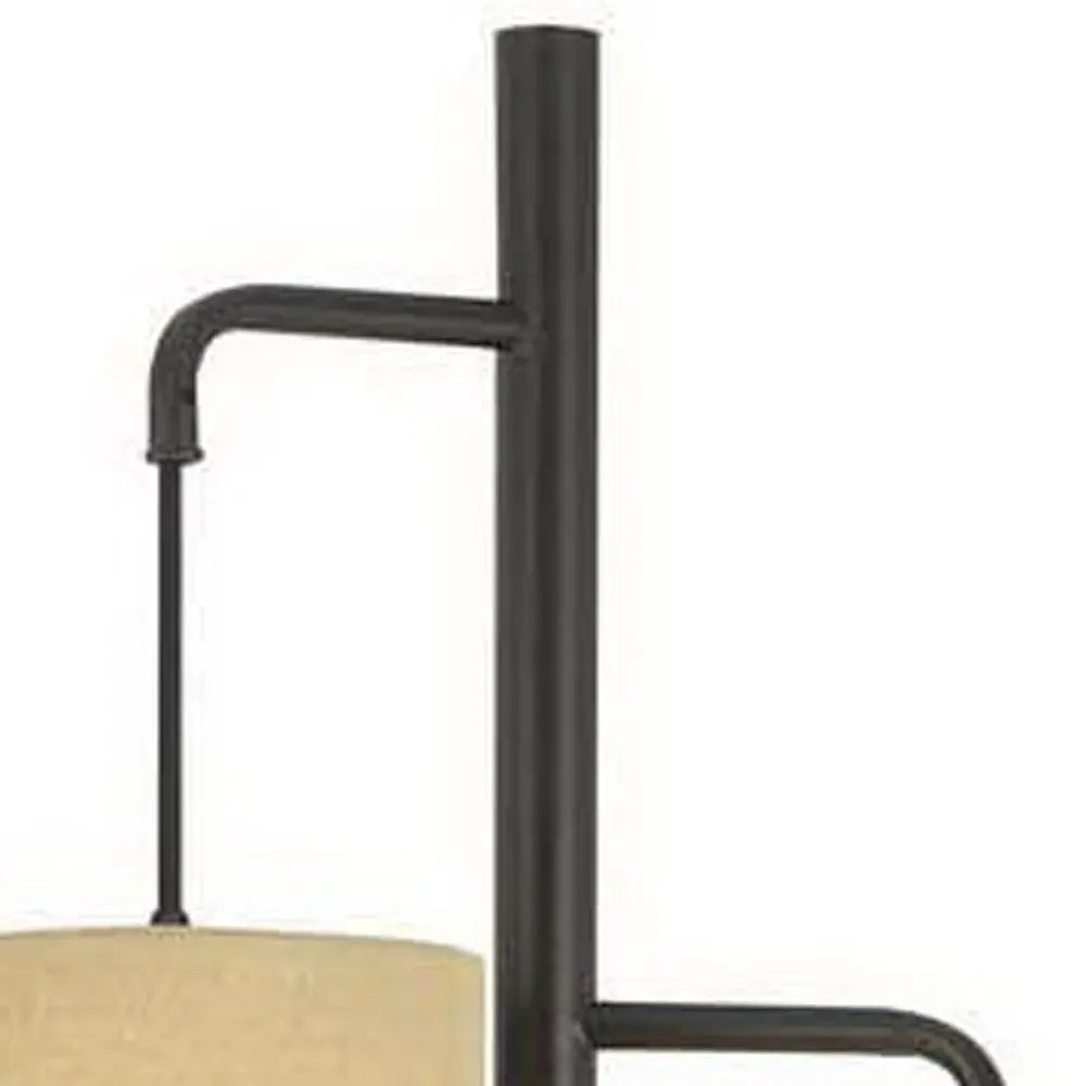 72" Bronze Three Light Traditional Shaped Floor Lamp With Beige Drum Shade HomeRoots