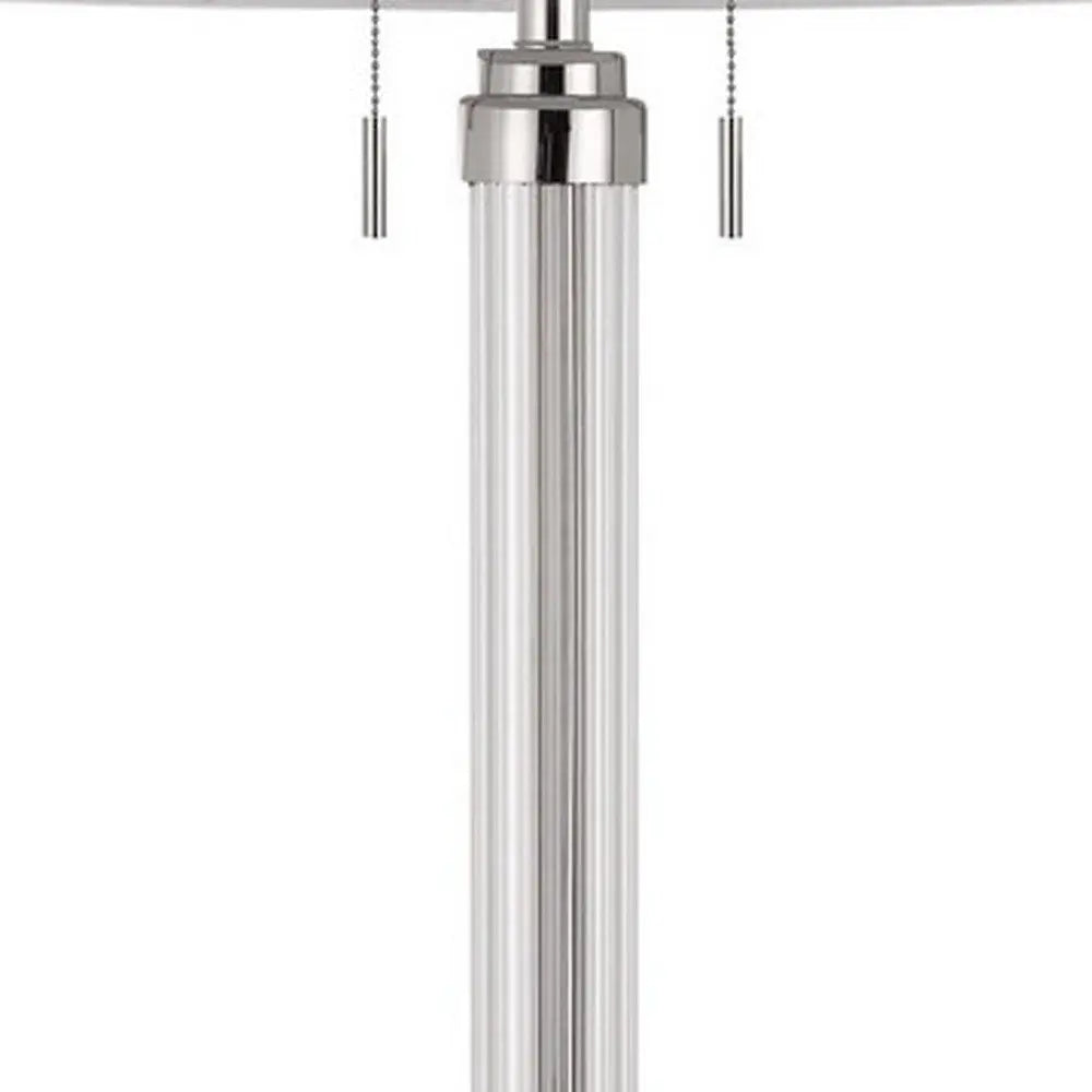 60" Chrome Two Light Traditional Shaped Floor Lamp With White Rectangular Shade HomeRoots
