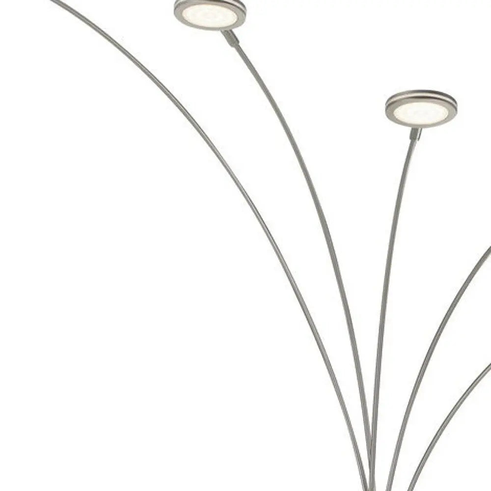 72" Nickel Five Light Led Arc Floor Lamp HomeRoots