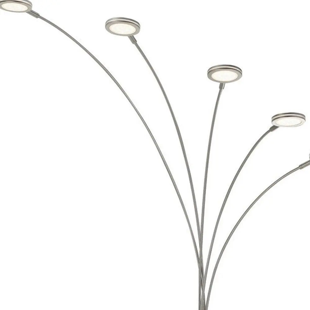 72" Nickel Five Light Led Arc Floor Lamp HomeRoots