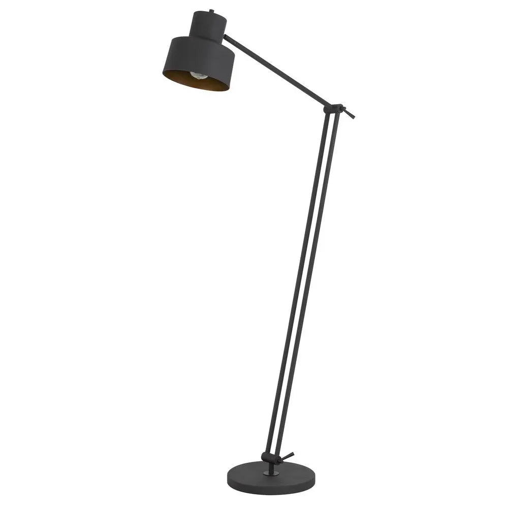 65" Black Adjustable Traditional Shaped Floor Lamp With Black Dome Shade HomeRoots