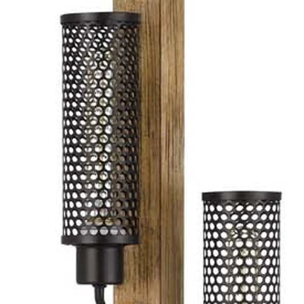 61" Brown Three Light Traditional Shaped Floor Lamp With Black Novelty Shade HomeRoots