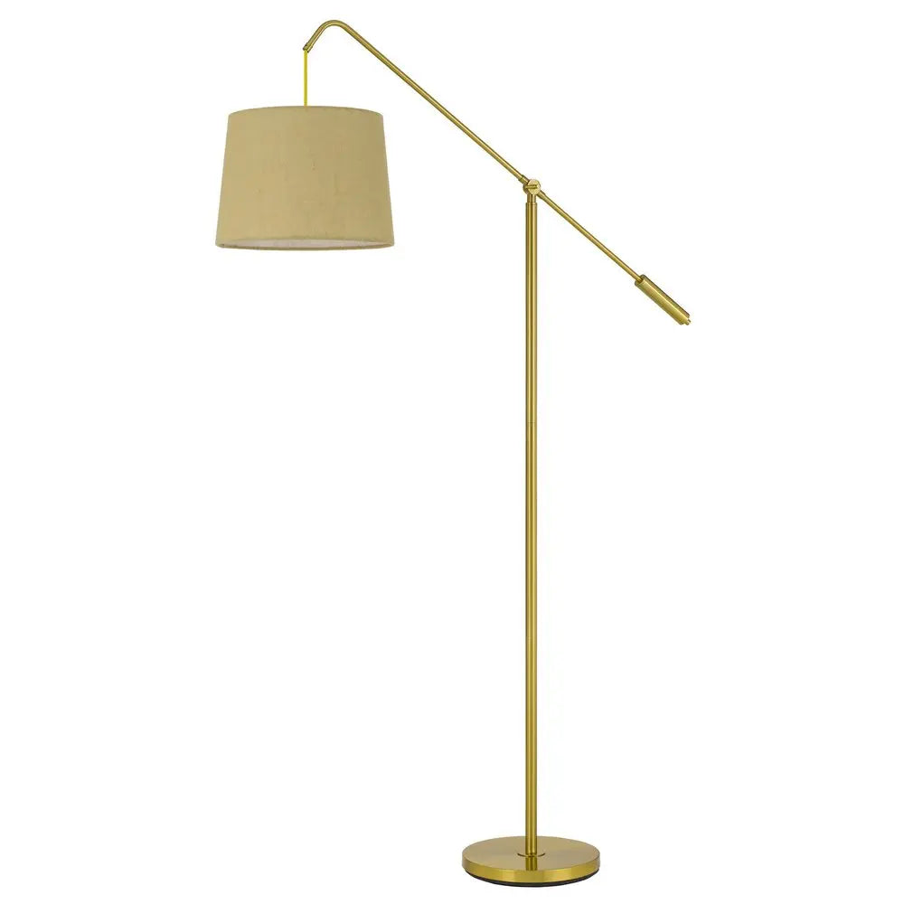 68" Brass Adjustable Traditional Shaped Floor Lamp With Antiqued Brass Drum Shade HomeRoots