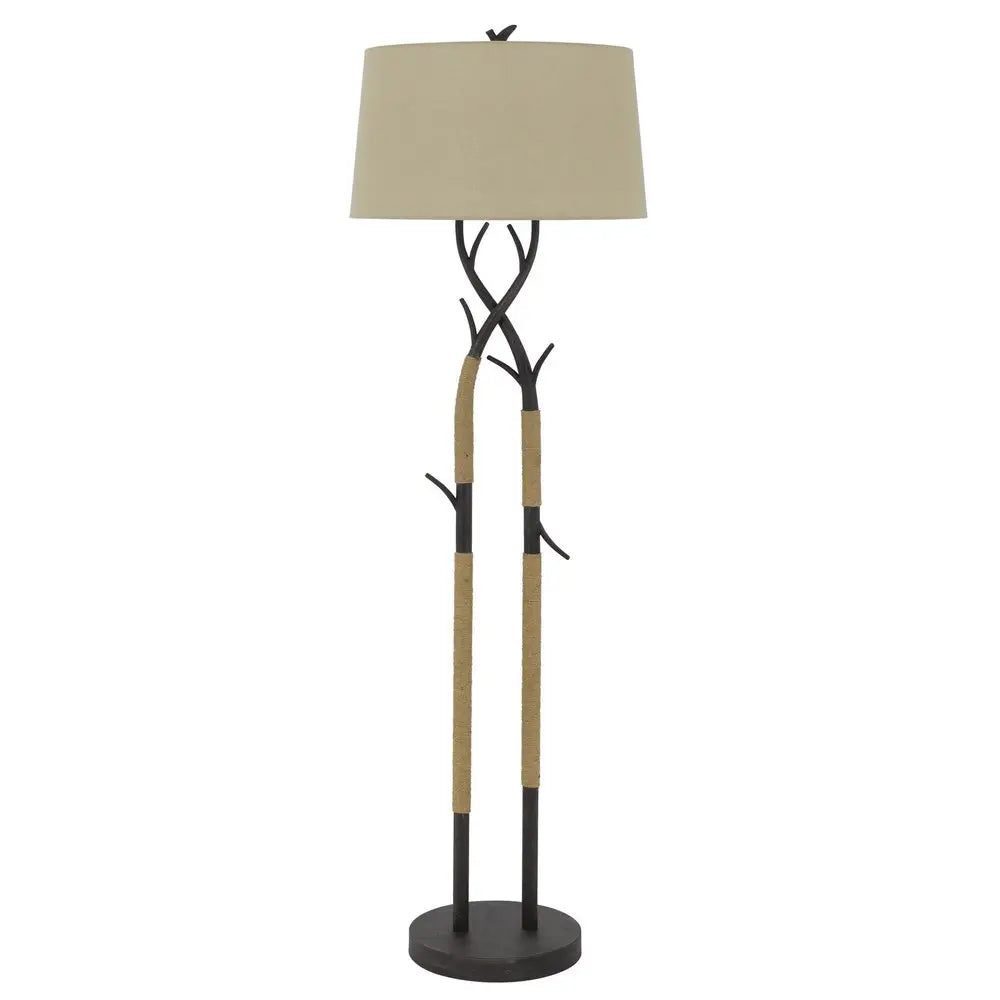 55" Black Traditional Shaped Floor Lamp With Tan Rectangular Shade HomeRoots