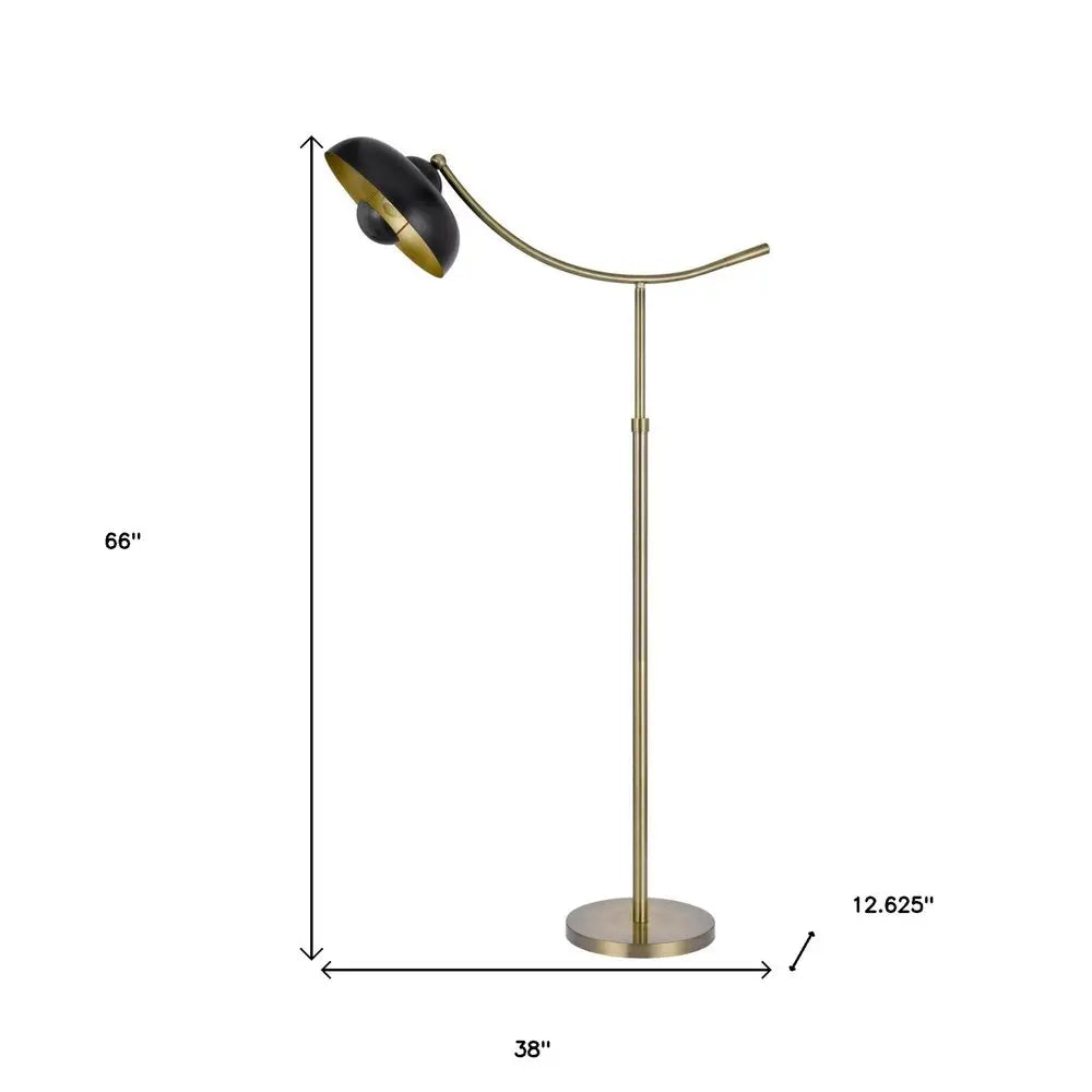 66" Bronze Adjustable Arc Floor Lamp With Bronze Dome Shade HomeRoots