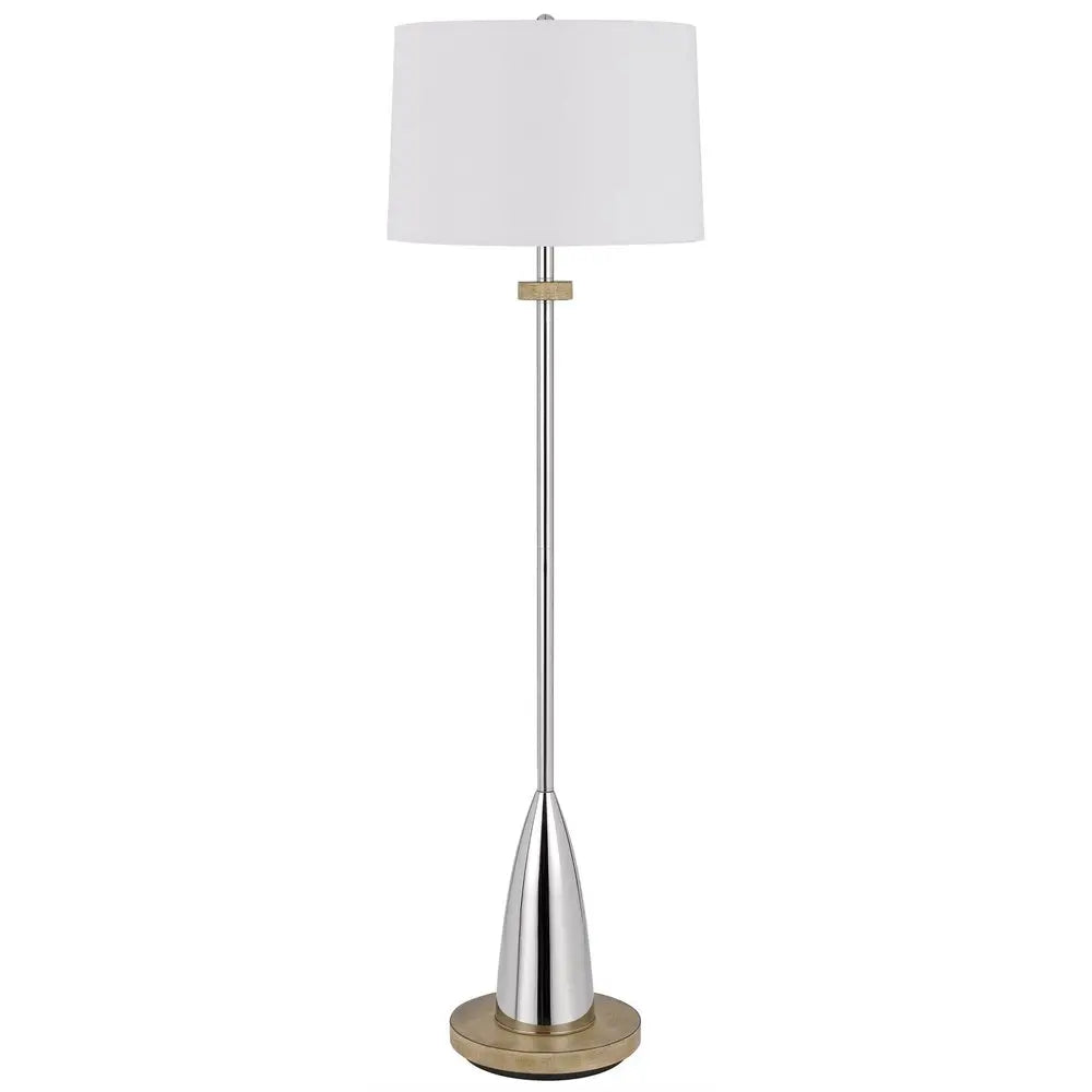 61" Chrome Traditional Shaped Floor Lamp With White Square Shade HomeRoots