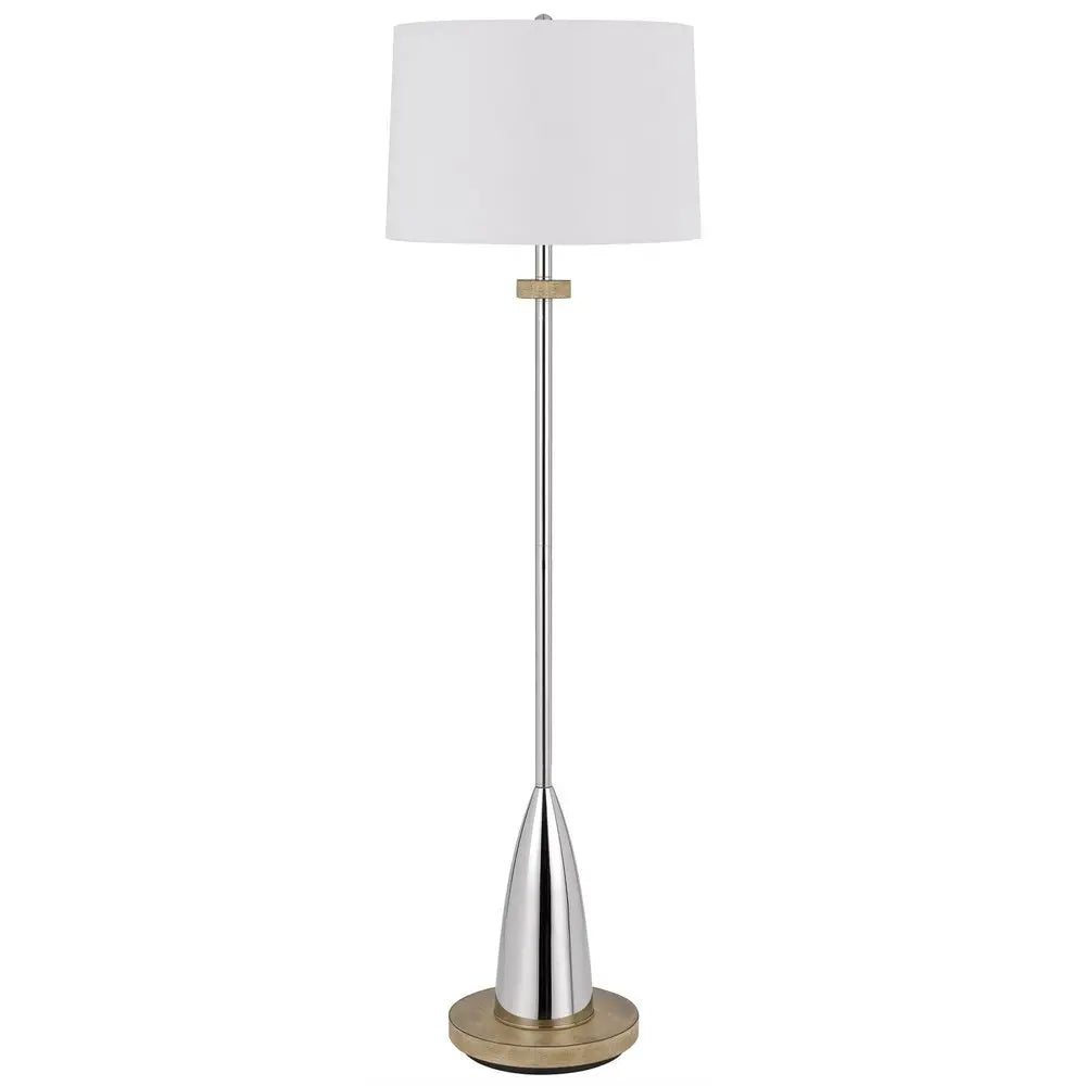 61" Chrome Traditional Shaped Floor Lamp With White Square Shade HomeRoots