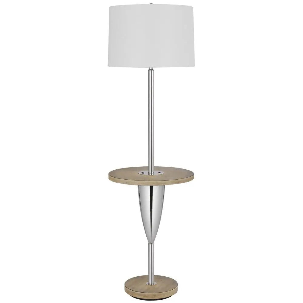 61" Chrome Tray Table Floor Lamp With White Square Shade HomeRoots