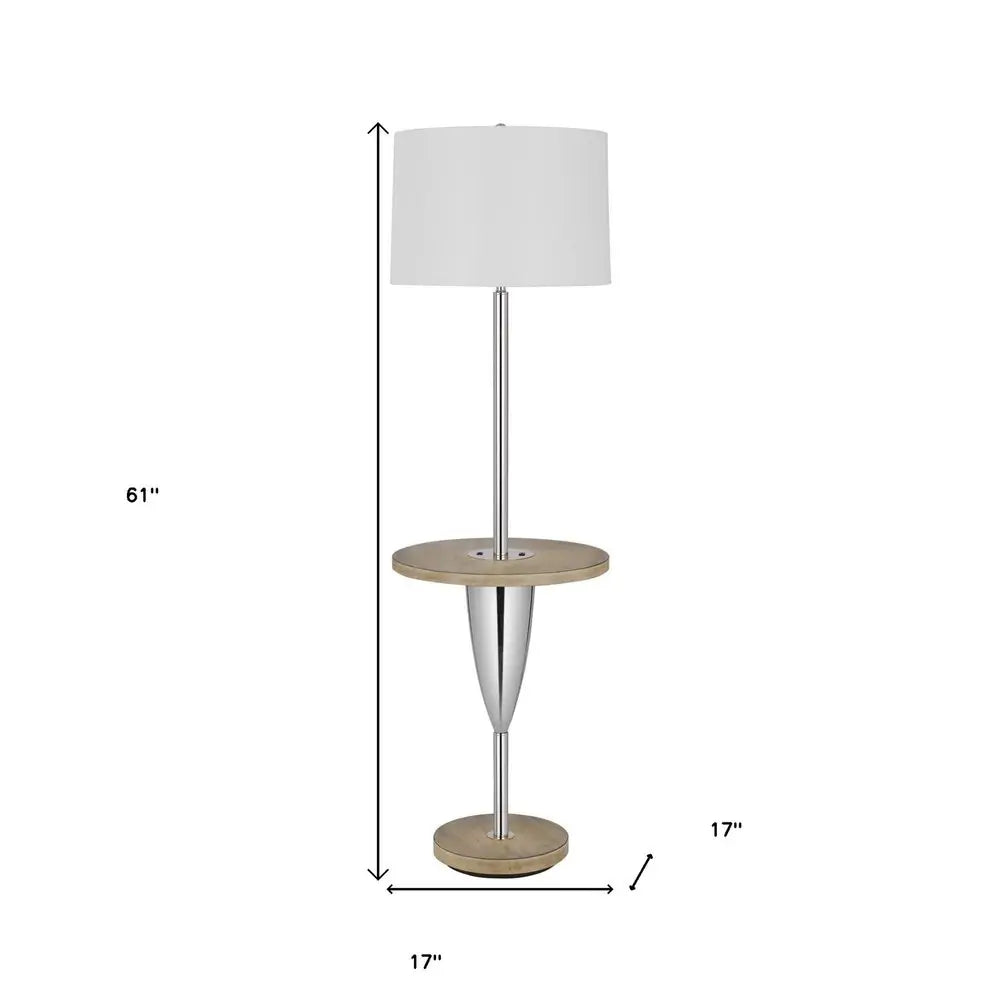 61" Chrome Tray Table Floor Lamp With White Square Shade HomeRoots